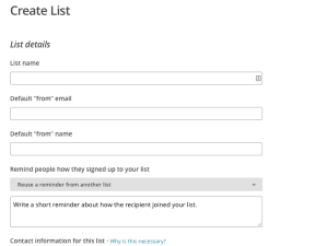 Create list MailChimp